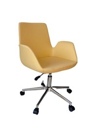 Resim Sekreter Sandalyesi Döküm Süngerli Sarı Suni Deri Kumaşlı 