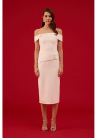 Resim Carmen Kadın İşlemeli Krep Söz Elbisesi Nikah Elbisesi 58658 Beyaz Beyaz 