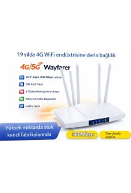 Resim 4g/5g Sım Kartlı Wifi Router - 300 Mbps Taşınabilir Modem | 4 Antenli, Ethernet Portlu, 4000MAH Batarya 
