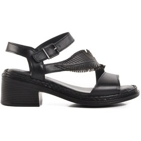 Resim Siyah Hakiki Deri Kadın Topuklu Sandalet 25020310y Z Siyah 