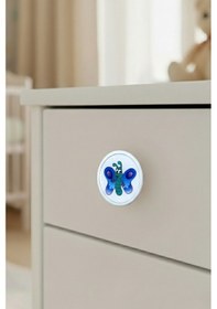 Resim Mavi Kelebek Çocuk Odası Mobilya Kulbu - 55 MM - Abs Plastik Tekli Düğme Dolap ve Çekmece Kulpu Çok Renkli 