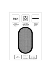Resim West Home Makinede Yıkanabilir Kaymaz Taban Leke Tutmaz Oval Modern Yolluk Ev Dekorasyonu İçin Gri Kesme Yolluk Wh445 Grey Oval Yolluk 