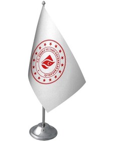 Resim Masa Üstü Enerji Bakanlığı Bayrağı Krom Direk Masa Bayrak Seti 