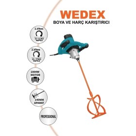 Resim Wedex Boya ve Harç Karıştırıcı 1800W Çift Vites Devir Ayarlı 