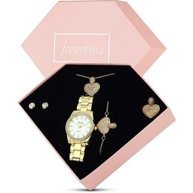 Resim Forentina Altın Kap. Kalpli Kolye Küpe Bileklik Yüzük Saat - Hedi Altın 