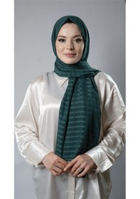 Resim Hürrem Bone Zümrüt Desenli Şal Şifon Kumaş Kareli Çizgili 202107 37 Zümrüt 