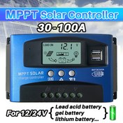 Resim 1 Adet, Güneş Şarj Kontrol Cihazı 100A 60A 30A, 12V / 24V Güneş Paneli Akıllı Regülatör Ayarlanabilir LCD Ekran Çift USB Portlu Zamanlayıcı Ayarı Otomatik Parametre 