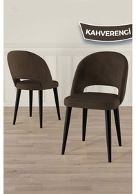 Resim Canisa Pane Serisi 4 Adet 1. Sınıf Babyface Kumaş Siyah Metal Ayak Kahve Mutfak Sandalyesi Sandalye Kahverengi Ayak Siyah 