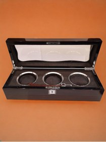 Resim STAND MARKET Saat Kutusu Özel Üretim Piano Ahşap Damarlı Yuvarlak Model 3'lü 