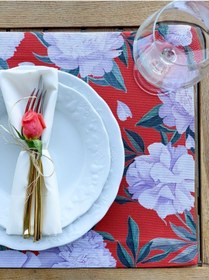 Resim Kırmızı White Rose Kumaş Amerikan Servis 4'lü Set 35x50cm Çok Renkli 