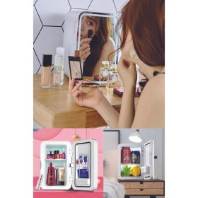 Resim KRF-2505 LED Işıklı Taşınabilir Soğuk - Sıcak Ayarlı Kozmetik Mini Buzdolabı 