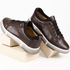 Resim KAHVE ANTİK Gön Hakiki Deri Yuvarlak Burun Bağcıklı Günlük Erkek Sneaker 01388 