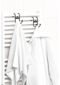Resim 2 Adet Çift Kancalı Havlupan Askısı Banyo Mutfak Metal Askılık Havlupan Askı Organizer Siyah 