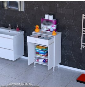 Resim Modilayn Emir 55 X 88 X 32,5 Cm 1 Çekmece 2 Kapak 2 Raf 3 Bölme Çok Amaçlı Banyo & Mutfak Dolabı Beyaz 