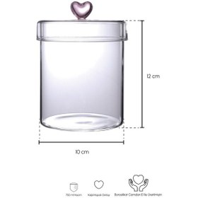 Resim Hearts 750 Ml Borosilikat Cam Kavanoz 10x12 Cm Seffaf Şeffaf 