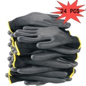 Resim 24 adet Siyah Güvenlik İş Eldiveni PU Palm Kaplama ile, Rahat Örgü Bilek Kolları, İnşaat, Üretim, Otomotiv Tamiri, Bahçecilik için Uygun - Tasarım, İş Eldivenleri, Erkekler için İş Eldivenleri 
