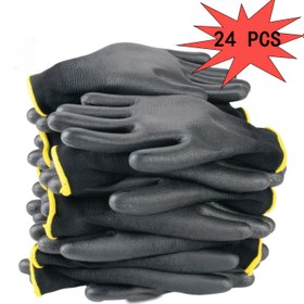 Resim 24 adet Siyah Güvenlik İş Eldiveni PU Palm Kaplama ile, Rahat Örgü Bilek Kolları, İnşaat, Üretim, Otomotiv Tamiri, Bahçecilik için Uygun - Tasarım, İş Eldivenleri, Erkekler için İş Eldivenleri 