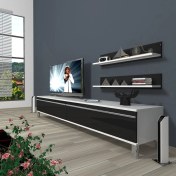 Resim Decoraktiv Eko 4 Mdf Std Krom Ayaklı Tv Ünitesi Tv Sehpası Beyaz Siyah 