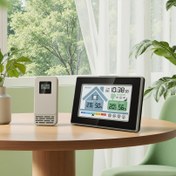 Resim TEPLOM 5055C Kablosuz Termometre Higrometre Alarm Saati Renkli Ekran ile, İç/Dış Sıcaklık Nem Monitörü, Pil ile Çalışır, Tek Kullanımlık, Dijital Plastik Malzeme, Yetişkinler için 