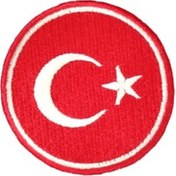 Resim Aplike Ütü İle Yapışan Türk Bayrağı Yuvarlak Küçük Arma 3 cm 