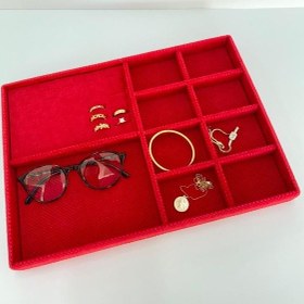 Resim Yerli Üretim Sidney Model Keten Kumaş Kırmızı 34/24cm Çekmece İci Kırmızı 