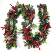 Resim Konesam 1.8m Pvc Ateş Direnci Noel Gergi Seti - Pencere Tavan Duvar Süslemeleri, Kırmızı Bowknotlu Artımsız Tohumlu Noel Dekorasyonu 