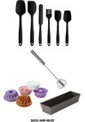 Resim bossandmuse 9 Parça Silikon Kek Kalıbı Metal Kek Kalıbı Silikon Spatula Metal Çırpıcı 
