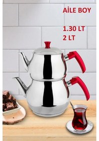 Resim Kapris Küre Paslanmaz Çelik Kendinden Süzgeçli Aile Boy Çaydanlık Çelik 