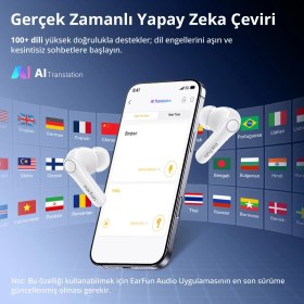 Resim Earfun Air Pro 4+ Bluetooth Kulakiçi Kulaklık - Bluetooth 6.0 - 54 Saat Çalma Süresi - Çoklu Cihaz Bağlantısı - IP55 - Beyaz (Earfun Türkiye Garantili) 