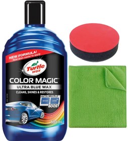 Resim Turtle Wax Renkli Mavi Cila 500 Ml Cila Süngeri Ve Mikrofiber Bez 