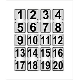 Resim Metal Kapı,masa,dolap Numarası 15cmx15cm 20 Adet (1…20) Gümüş Renk Metal 