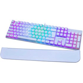 Resim TURBOX TR-MK10PD Gaming Mekanik Pudding Tuş Bilek Destekli Blue Switch Beyaz Mekanik Rgb Klavye 