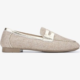 Resim Valmenti Topy Kadın Naturel/gold Deri & Tekstil Loafer Ayakkabı 961 1979-1 Bn Ayk Y24 Bej 