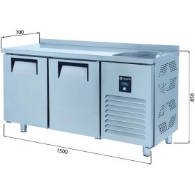 Resim Galleyz Tezgah Tip Buzdolabı - 2 Kapılı - Sağ Evye & Motor - 150X70X85 cm 