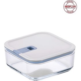 Resim Neoflam Perfect Seal Kare Cam Saklama Kabı Bej 1100 ml 