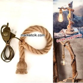 Resim Ağaç Dalı Lambader Yapımı Için E27 Siyah Duylu 2Cm Jut Hasır (550784417) 