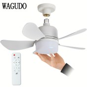 Resim 1 Adet 40cm/15.74 inç Akıllı Tavan Fanı Işığı, Uzaktan Kumandalı Modern Ampul Fan Işık, Vidalı Prizli Fan Işık, Hava Sirkülasyonu Tavan Fanı, E27/E26 Vida Tabanı ile Uyumlu 3 Hız Ayarlı Dimlenebilir Küçük Beyaz LED Tavan Fan Kiti, AC86-265V, Yatak Odaları, Mutfaklar, Çamaşır Odaları, Koridorlar, Bodrumlar ve Restoranlar için Uygun 