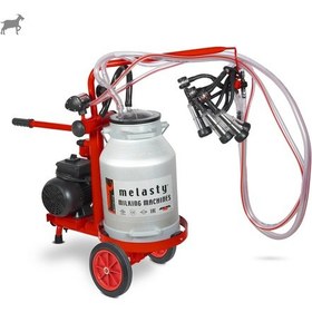 Resim Melasty Ecomini Last Point İkili Keçi Süt Sağma Makinesi Alüminyum Güğüm-kauçuk Memelik Kuru Pompa -3182 