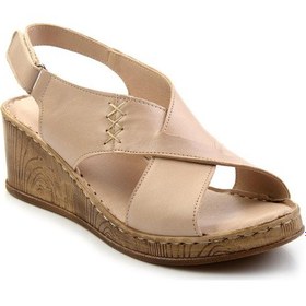 Resim Bambi Bej Leather Kadın Sandalet K05552001203 Bej 