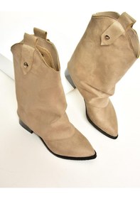 Resim Fox Shoes T723972202 Bej Süet Alçak Topuklu Kadın Bot Bej-süet Bej 