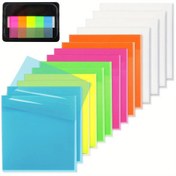 Resim 300/400 Sayfa Şeffaf Yapışkan Not Seti, 3x3 Kendiliğinden Yapışkan Şeffaf Stickies, 6 Çeşitli Parlak Renk, Ofis, Okul, Öğretmenler ve Öğrenciler için İdeal 