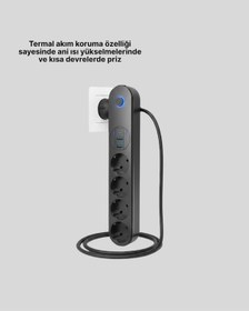 Resim Akıllı Akım Dengelemeli 4 Lü Çoklu Priz Type-c Ve Usb Çıkışlı 