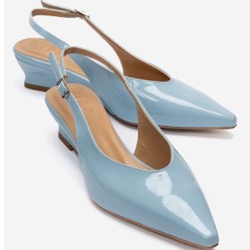 Resim Luvishoes Rosella Bebe Mavi Rugan Mini Dolgu Kadın Topuklu Ayakkabı 