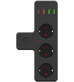 Resim Bfs Termal Akım Korumalı Isıya Dayanıklı 3 Lü Priz 3x Usb 1x Type-c Standart 