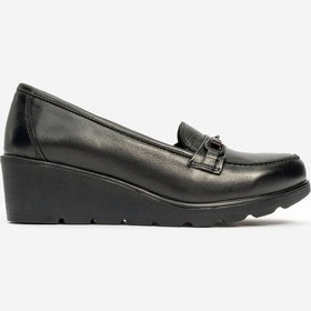 Resim Kadın Dolgu Topuk Comfort Ayakkabı Gerçek Deri Br 44300 Siyah Null Siyah 