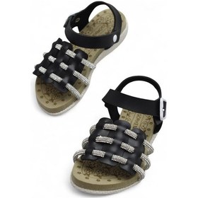 Resim 8454 Rahat Taban Kız Çocuk Sandalet Terlik Çocuk Taşlı Sandalet Siyah 