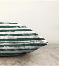 Resim RealHomes Koyu Yeşil Çizgili Motifli Çift Taraflı Dekoratif Modern Raşel Örme Yastık Kılıfı, Sonil-K5237koyuyesil-43x43cm 