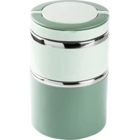 Resim Homıo Yeşil Paslanmaz Çelik Yuvarlak 2 Katlı Yemek Taşıma Kabı 930ML 