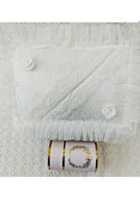 Resim 4 Parça Bohça Gelin Damat Çeyiz Bohça Pudra Pembe Beyaz 70 x 120 