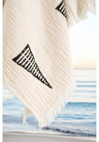 Resim Varol Organik %100 Pamuk Müslin Peştemal - Piramit Pıramıt/pestemal Krem 